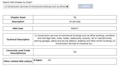 SAC as per GST Portal